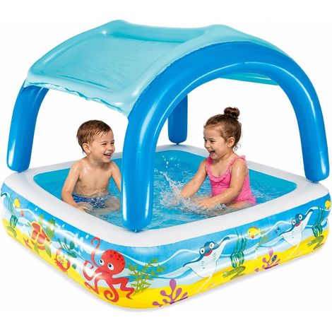 Piscine de jeu avec auvent bleu 140x140x114 cm 52192 (1/5)
