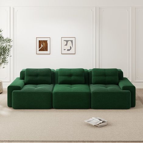 Canapé droit modulaire Cloud-Boneless confort velours côtelé-3 places accueil profond-Montage nul-293x104x69cm (1/5)