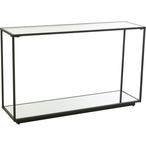 Console élégante en métal noir et verre pour salon moderne - Noir mat et verre transparent (1/5)