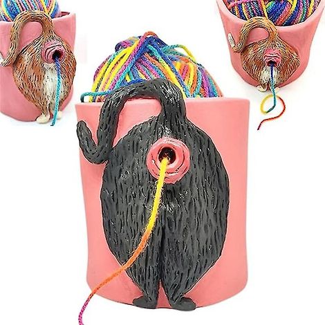 Bol à laine pour tricoter, motif fesses de chat rigolotes, cadeau idéal pour les amoureux des animaux, les tricoteurs et les crocheteurs. (1/5)