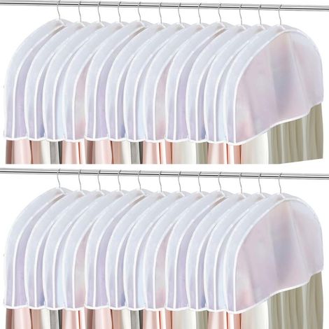 Ensemble de 24 housses de vêtements pour armoire, protections de suspension, housses de protection pour costumes, sacs à vêtements en plastique (1/5)