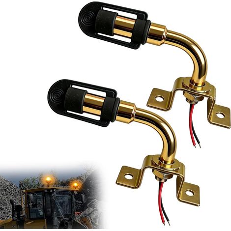 Lot de 2 supports pour gyrophare, 90° en forme de L 12 V/24 V, universel, avec câble et capuchon en caoutchouc, support de gyrophare, rotatif, pour véhicules agricoles et machines (1/5)