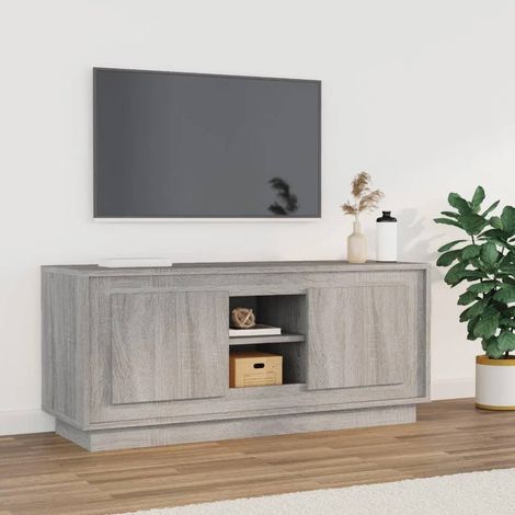 Mueble para TV madera contrachapada gris 102x35x45 cm