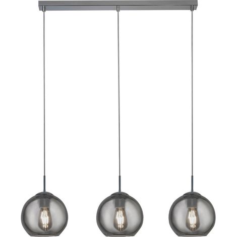Searchlight Balls Suspension de plafond à 3 barres lumineuses en métal chromé et verre fumé (1/2)