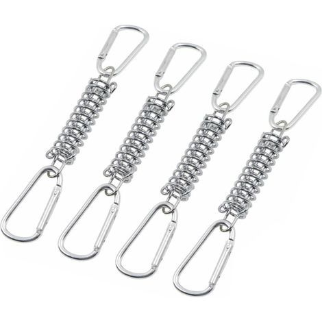 [NEVER USED] Tension Spring Buckle Awning Attachment - Shade Sail Attachments Stainless Steel Accessories with 4 Coil Springs 8 Carabiners for Tents Awnings Camping, 4 Pcs