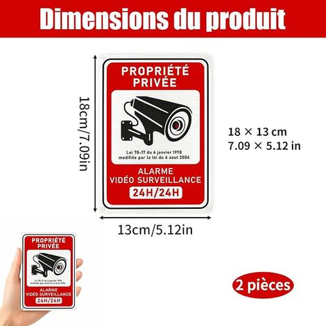 Set of Metal Video Surveillance Plates, Private Property 13 x 18 cm (1/4)