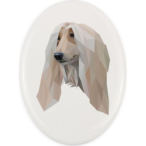 Lebrel afgano: mosaico geométrico con foto e inscripción de Art-Dog (1/4)