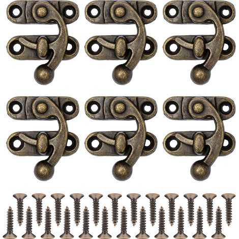 6 Pièces Loquet À Bascule, Fermoir Loquet, Fermoir Boîte et Mini Loquet, Loquets Bronze avec Vis pour Boîtes en Bois Meubles Coffrets à Bijoux (1/5)