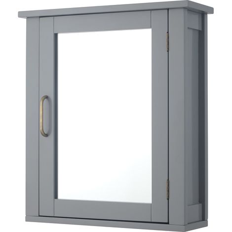 Teamson Home Mobili da bagno in legno Armadietto dei medicinali a specchio con ripiano regolabile Grigio EHF-F0021