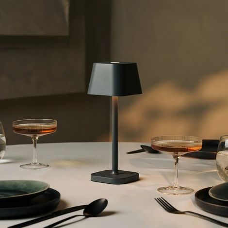 Lampe de Table Rechargeable Sans Fil, Luminaire à Intensité Réglable - Gris Pierre - PANGIVO (1/5)