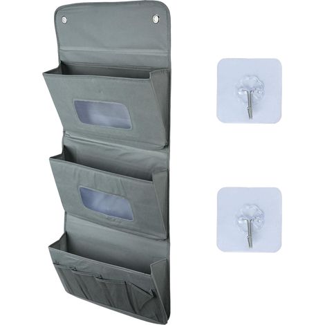 Rangement Suspendu avec 8 Compartiments Sac Suspendu Armoire avec Crochets Organisateur Porte Gain de Place Pliable pour Chambre, Salle de Bain, Bureau, Dortoir (Gris) (1/5)