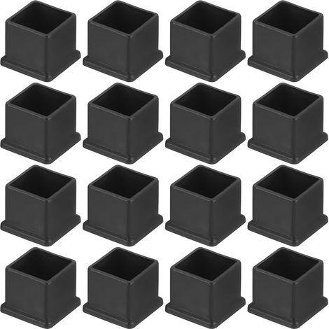 CCYKXA  16-Piece Square PVC Chair Leg Caps, 30mm x 30mm OD, Black, for Protecting Table Furniture Legs, Chair Leg Covers, Floor Protectors