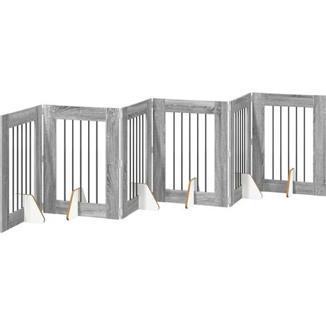 Foldable Dog Gate with Stands 6 pcs Grey Sonoma 362 cm vidaXL