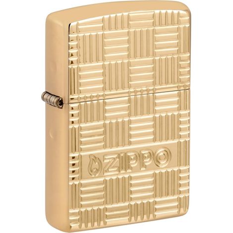 Briquet Tempête Motif Vannerie, Laiton Poli Miroir, Gravure Profonde, Rechargeable, Réutilisable, Résistant Au Vent, Coffret Cadeau (1/5)