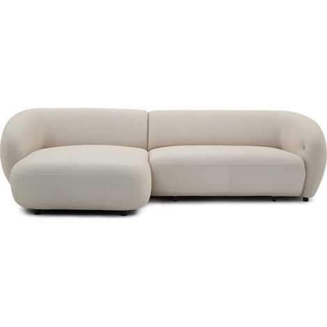BOBOCHIC - Canapé d'angle convertible avance-recule électrique HALO tissu lisse Angle gauche Beige (1/4)
