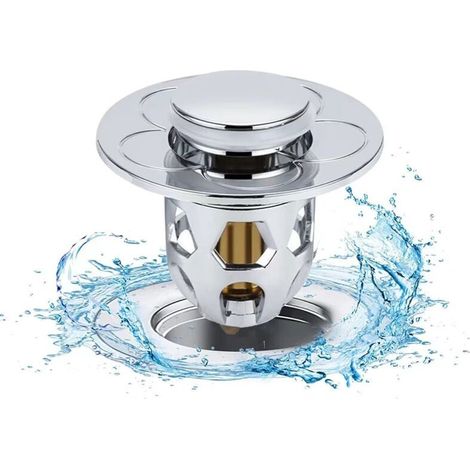2 Pièces Bonde de Lavabo Universel Pop Up,Bonde de Lavabo Pop-Up avec Filtre Anti-Clogging,Flitre de Vidange Anti-Bloqué,Bouchon Baignoire pour Lavabo Cuisine,Flitre Cheveux-Orifice (1/4)