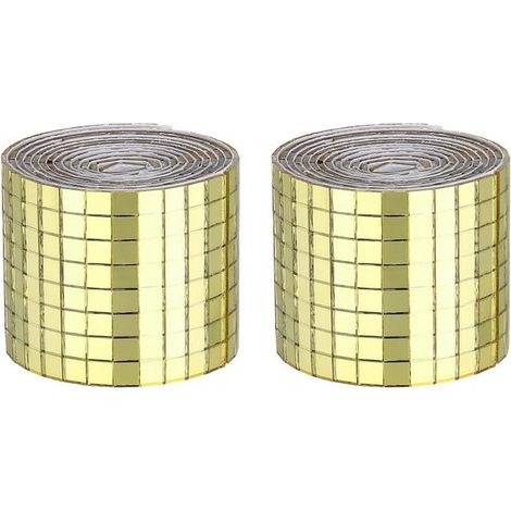 3200 pièces de carreaux de miroir sphériques à multiples facettes - carreaux de mosaïque carrés auto-adhésifs en miroir 5x5 mm (doré) - 2 rouleaux (1/3)