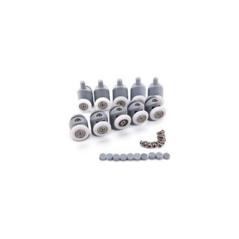 10pcs Porte de Douche Galet Ajustables Dual Rouleau Roulettes Cabine de Douche pour Salle de Bain 25mm 5 Supérieures et 5 Inférieure (1/4)