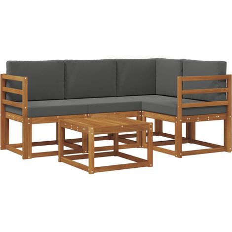 Conjunto de sofás de exterior 5 uds. Natural y Antracita vidaXL (1/5)