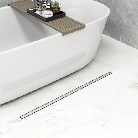 Acezanble Caniveau de Douche en acier inoxydableavec base pivotante à 360°, panneau étroit, avec filtre anti-odeurs, 80 cm de long (1/5)