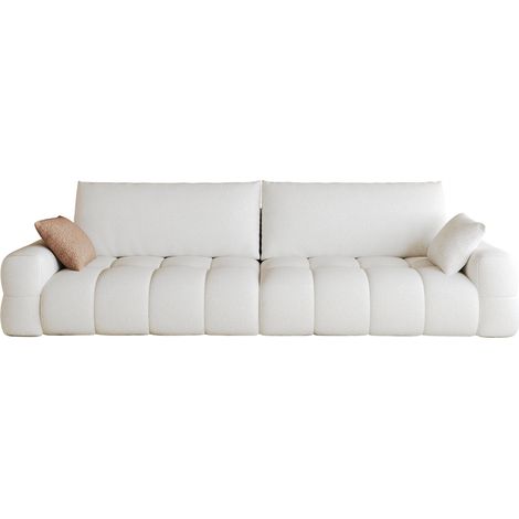 Sofá modular de tela blanco crema de 260 cm, asiento profundo, sin montaje (1/5)