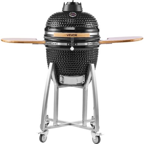 Barbecue kamado céramique fumoir à charbon Ø 45 cm thermomètre intégré et 4 roues mobiles pour jardin et terrasse (1/5)