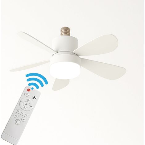 Lampadina LED E27 con Ventilatore e Telecomando 19W + 9W, Dimmerabile, 3 Temperature Colore 3000K 4000K 6500K, 1000 Lumen, Attacco E27