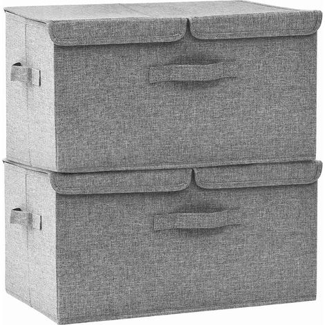 Cajas de almacenamiento Tejido no tejido 2 Compartimentos Gris vidaXL