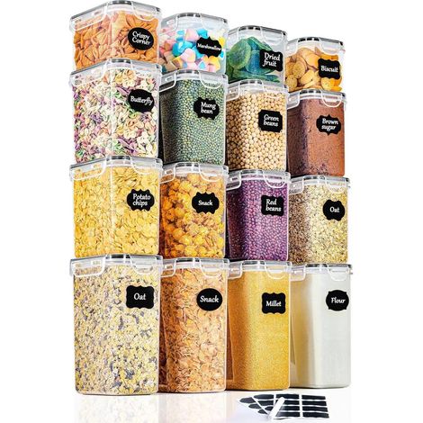 Vorratsdosen 16er Set luftdicht Kunststoff Küche Organizer für trockene Lebensmittel (1/5)