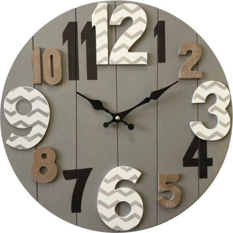 Rebecca Mobili Wanduhr Uhren Mdf Holz Modern Grau 40x40x4.5