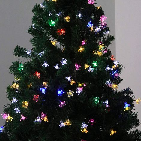 Le luci solari da esterno a forma di fiore emettono una magica luce impermeabile con 50 LED, perfette per decorare l'albero di Natale, il giardino e il cortile. (1/5)