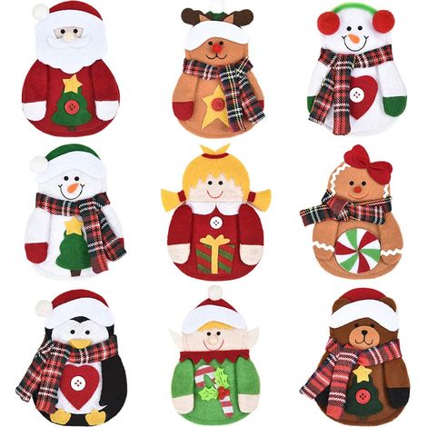 9-teiliges Weihnachtsbesteck-Set, Messer- und Gabeltasche, verschiedene Muster, Bestecktasche für Weihnachtsdekoration (1/5)
