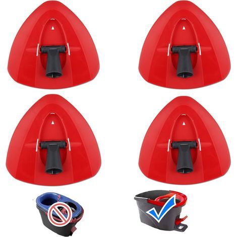 Tête de balai de rechange rouge, compatible avec les accessoires de balai VI-Leda, disque de balai pivotant triangulaire, 4 pièce. (1/5)