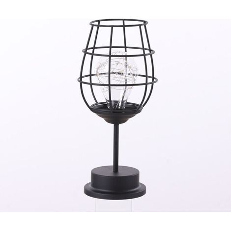 Lampe Led Fer Forgé Décorative Forme De Verre à Vin Veilleuse Douce Intérieur Pour Chambre Et Table De Chevet Petite Lampe Et Élégante (1/4)