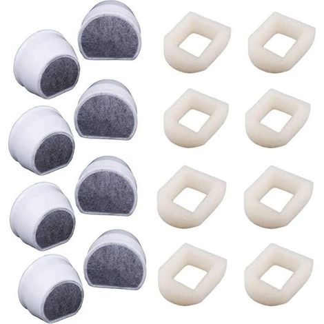 Lot de 16 Préfiltres en Mousse et Filtre à Carbone Compatible avec PetSafe Drinkwell Fountain INOX 360 Avalon Pagoda Seascape et Sedona Fontaines, Filtre pour Fontaine à Eau Chat Chien,