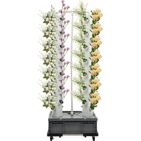 Système de Culture Hydroponique avec Pompe à Eau et Minuterie, 56 Fentes de Plantation, Tour Hydroponique avec roues, Kit Germination de Plantes de culture sans sol pour Herbes, Fruits, Légumes (Base  (1/5)