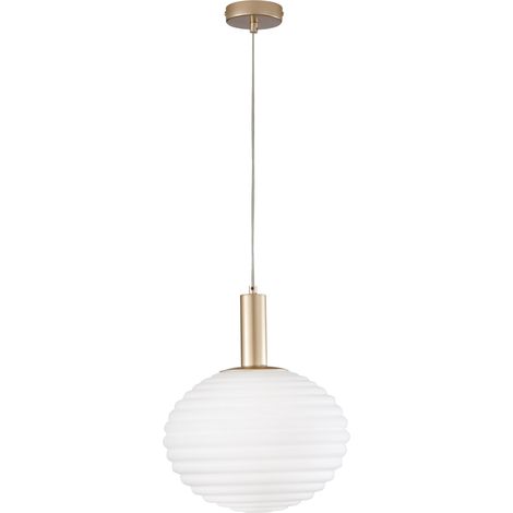 "Sospensione RIPPLE in metallo oro e vetro bianco 150x32 cm." (1/2)