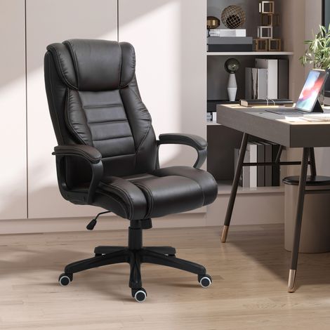 Silla de oficina con función de masaje, silla ejecutiva regulable en altura, silla giratoria ergonómica, 6 puntos de vibración, marrón.