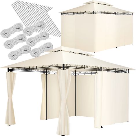 Tonnelle acier 4 x 3 m toit déperlant polyester protection UV crème