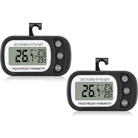 Thermomètre numérique pour réfrigérateur et congélateur (Lot de 2) – Étanche IPX3, avec support et aimant (1/5)