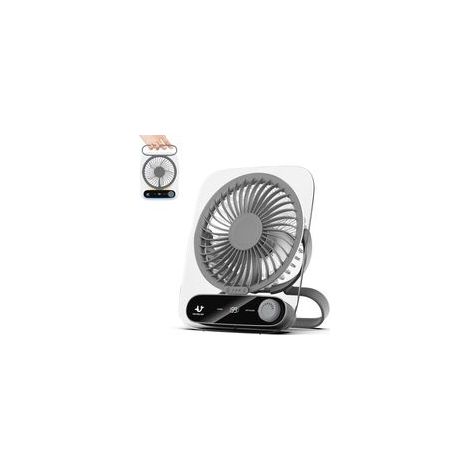 Leiser USB-Ventilator mit 199 Geschwindigkeitsstufen, Mini-Ventilator zum Aufhängen, ultradünn, für Zuhause, Büro und Outdoor-Aktivitäten – 3000-mAh-Akku, Grau (1/5)