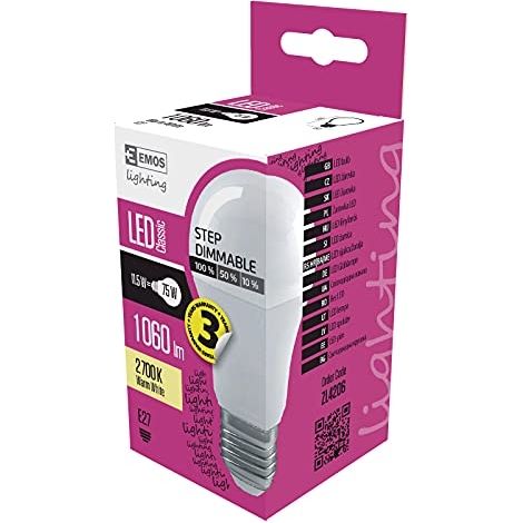 LES EMOS ZL4206 A +, AMPOULE PREMIUM LED A60, INTENSITÉ VARIABLE, VERRE, 11,5 W, E27, TRANSPARENT, 6 X 6 X 10,8 CM