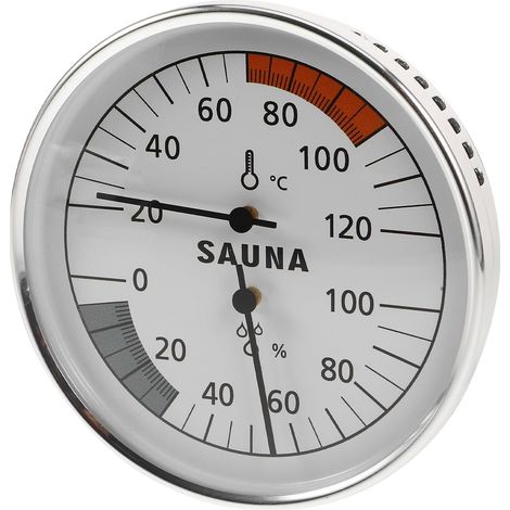 Analoges Saunathermometer und Hygrometer aus Edelstahl für