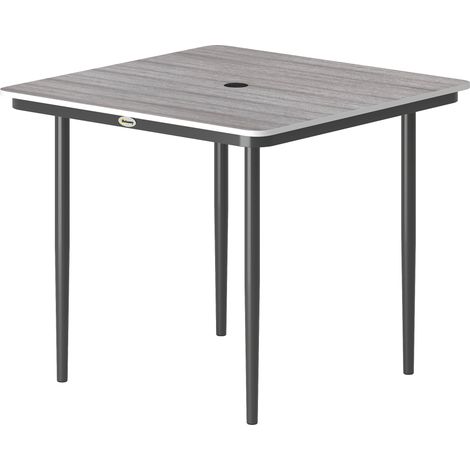 Rechteckiger Gartentisch für 4 Personen, Esstisch für den Außenbereich mit Schirmloch, 85 x 85 x 72,5 cm, grau