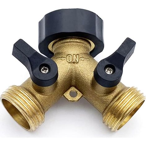 Distributeur de robinet bidirectionnel type Y, distributeur de tuyau de jardin 3/4" pour connecter 2 appareils, en laiton écru eurodentaire (1/5)