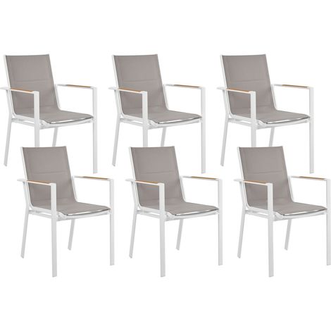 Set of 6 Garden Chairs BUSSETO Metal Grey (1/5)