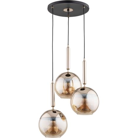Lampadario moderno nero oro Volda 3xE27 Alfa 63066