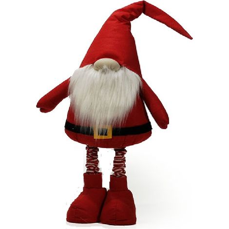 Babbo Natale Estensibile fino a 125 cm Costume in Tessuto con Cappello Rosso e Barba Bianca PUPAZZO ELFO GNOMO natalizio (1/4)