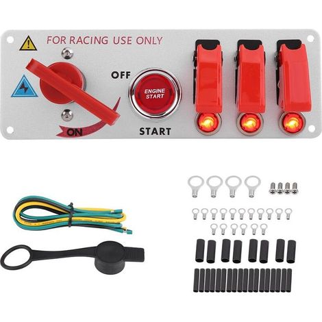 Panneau de commutateur d'allumage de voiture de course 12V, démarrage du moteur, bouton-poussoir LED, panneau à bascule (1/5)