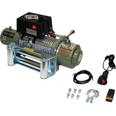 Varan Motors – Treuil électrique 12V 5443KG VARSC12000LB – Puissance 4800W – Câble 28m Ø9.4mm – Télécommandes filaire et sans fil
